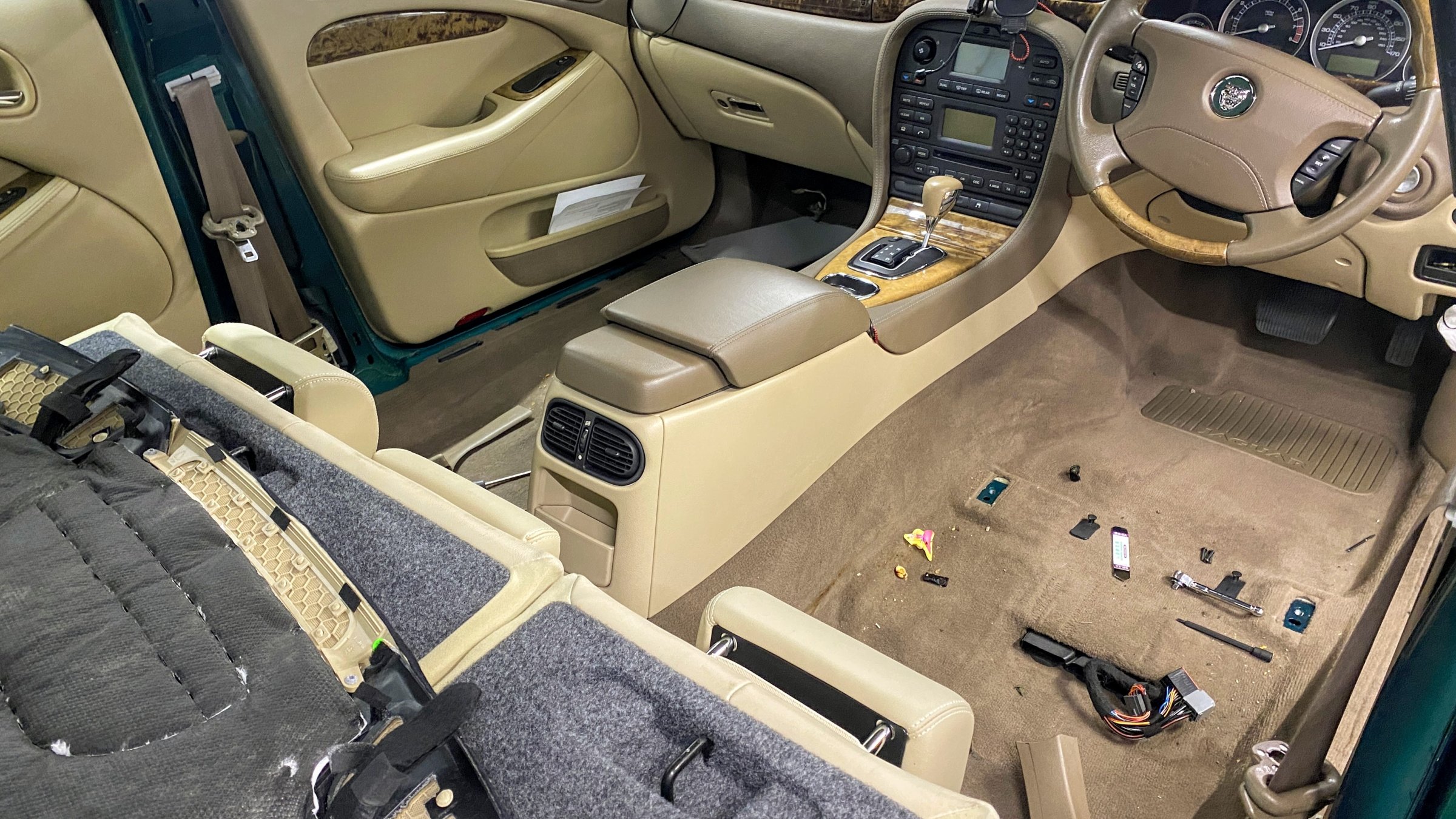 Seats out to allow headling to exit through rear door.