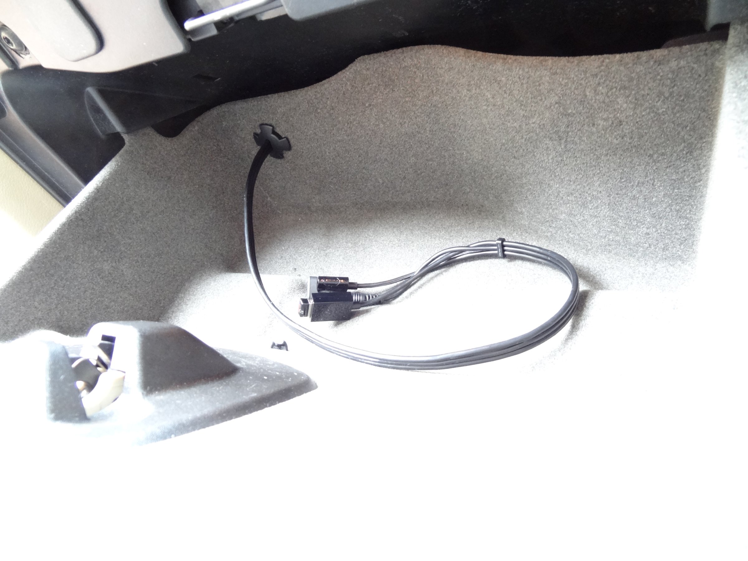 Input Connectivity Cable Installed for easy access in glove box