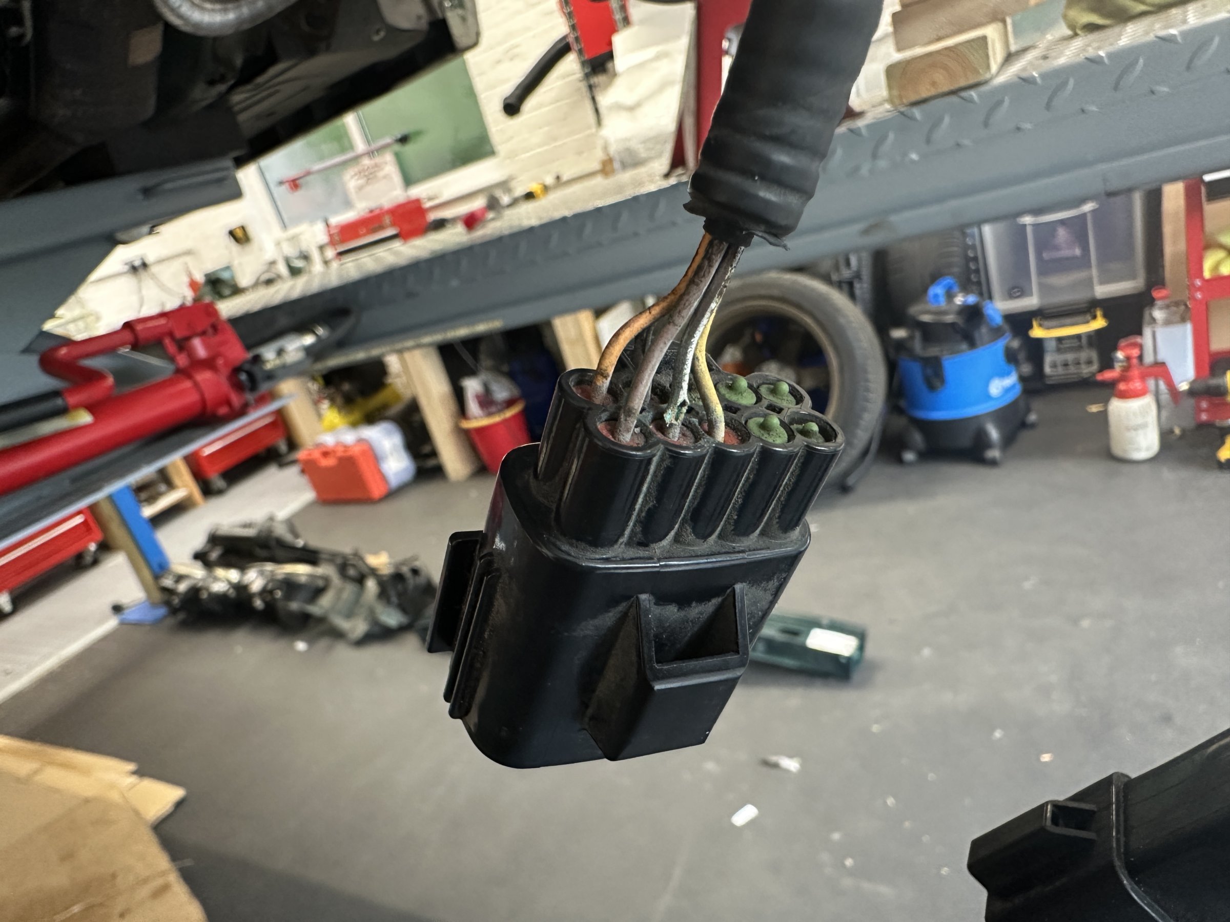 Damaged corroded harness wire found