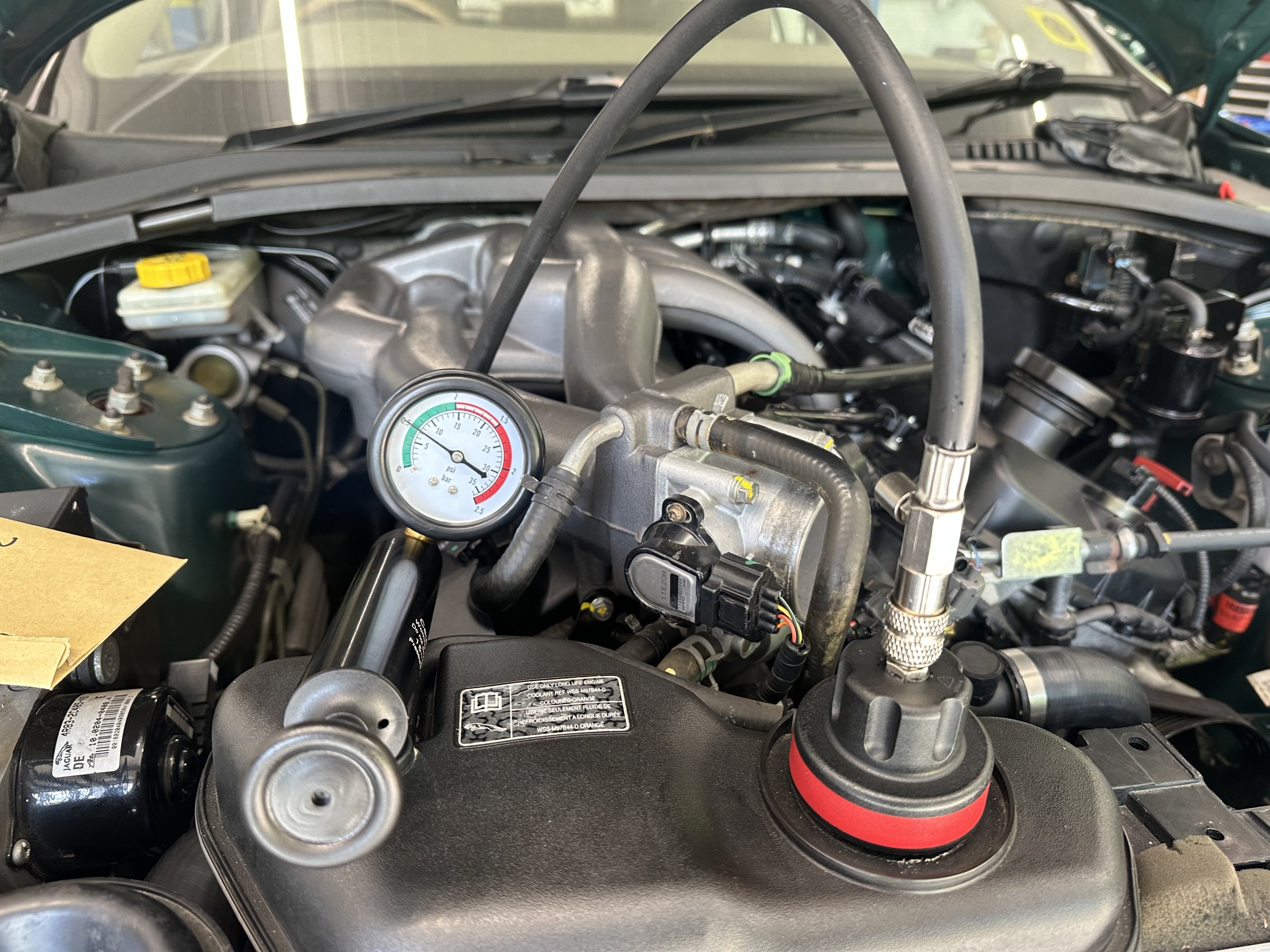 System pressure tested for leaks