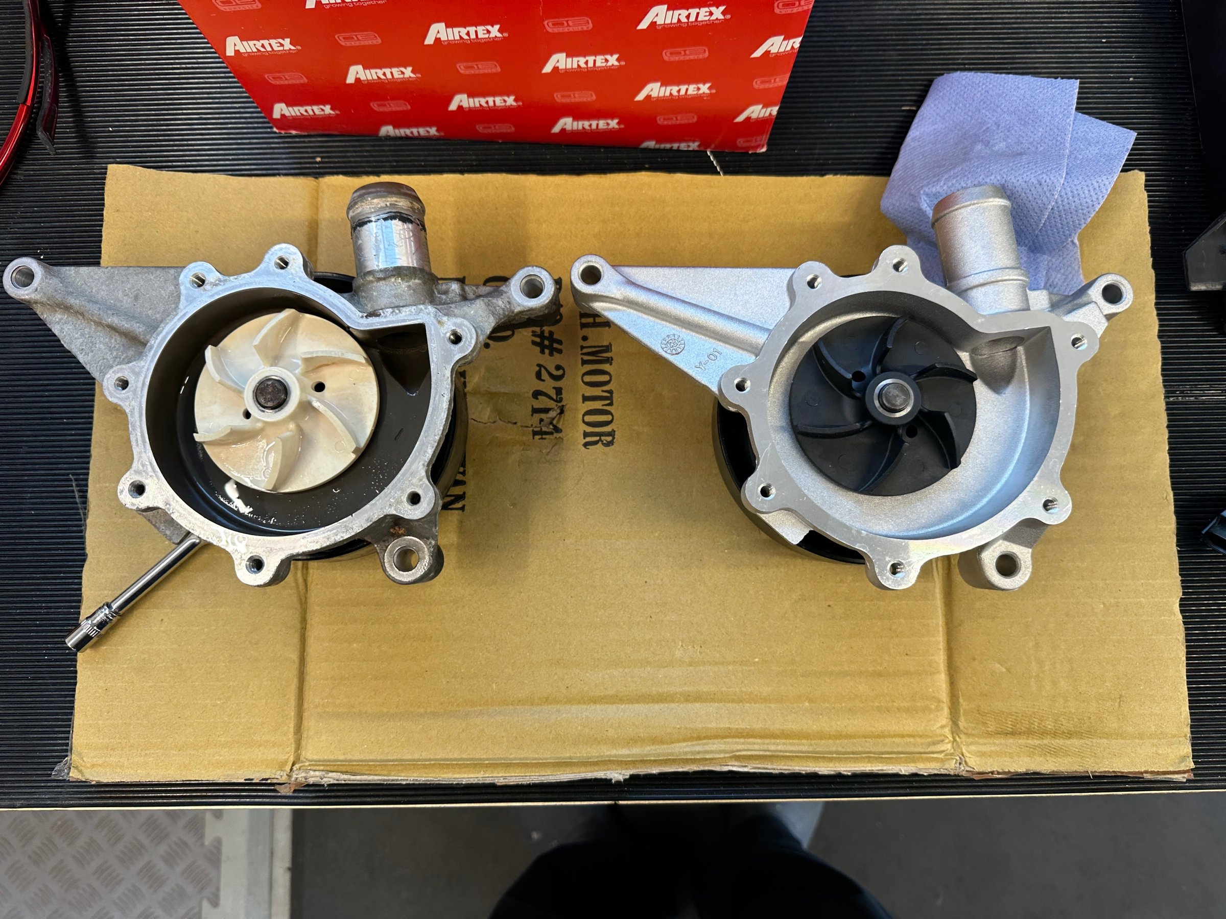 Water pump separated for replacement